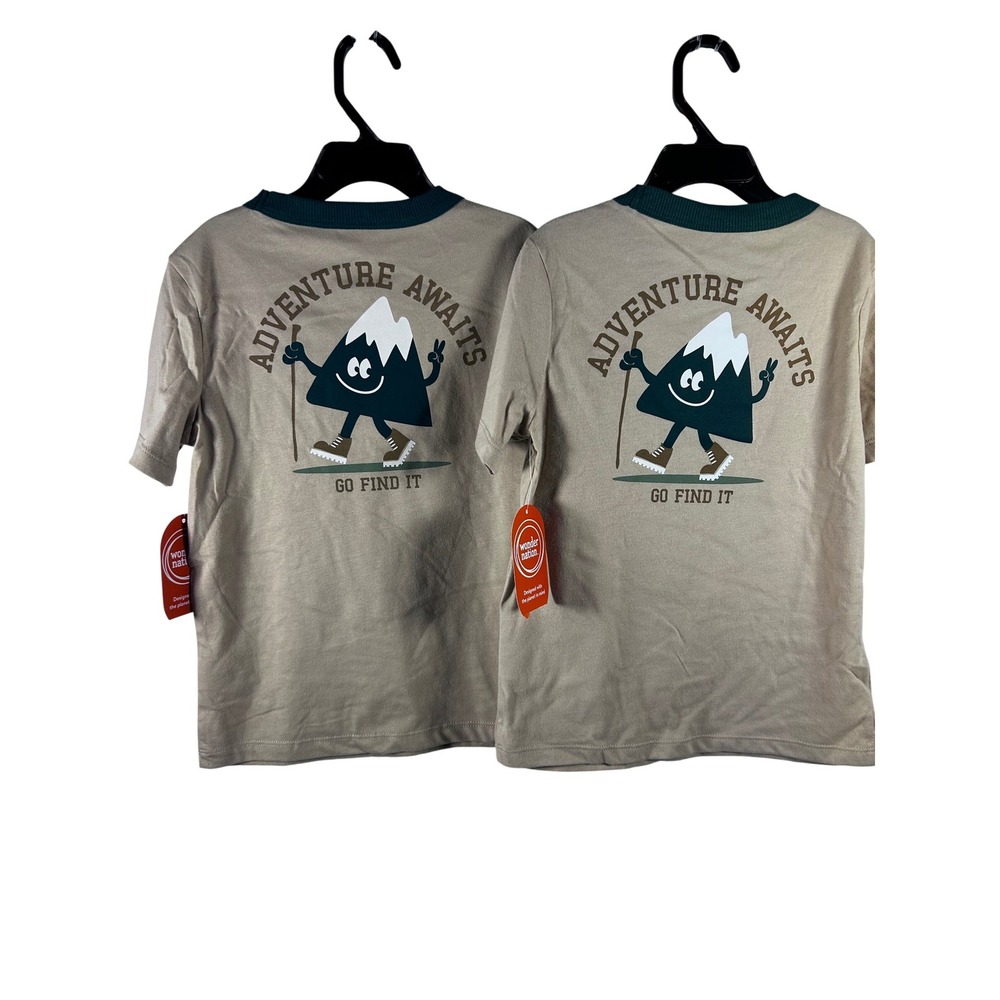 2 Wonder Nation Graphic Tee Size 6 Tan Adventure Awaits Ringer Shirt Kids Twins